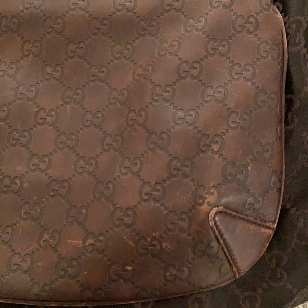 Gucci Monogram Brown leather hobo bag (authentic) - Picture 15 of 16